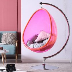 Yulan Transparent Bubble Hanging Basket Chair, 508, Pink