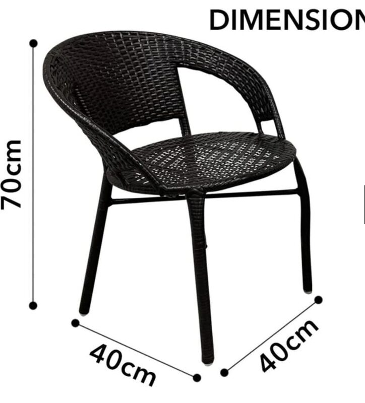 Yulan Rattan Wicker Armchair &Table Set, Black