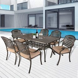 Yulan A 7 Piece Outdoor Furniture Dining Set 6 Chairs and a Round Table with Umbrella Hole, Multicolour