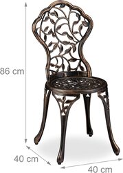 Yulan Cast Aluminium Patio Bistro Table & Chairs Set, 3 Pieces, Dark Brown