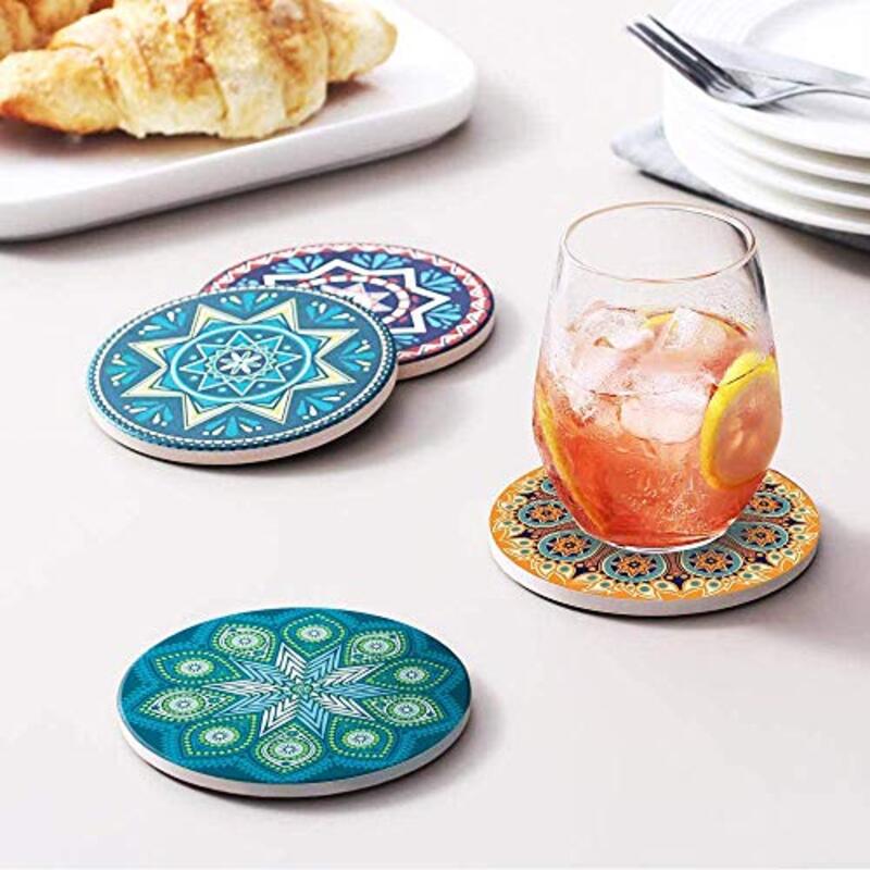 Ex 6-Piece Absorbent Coasters for Glass, Mugs & Cups, Multicolour