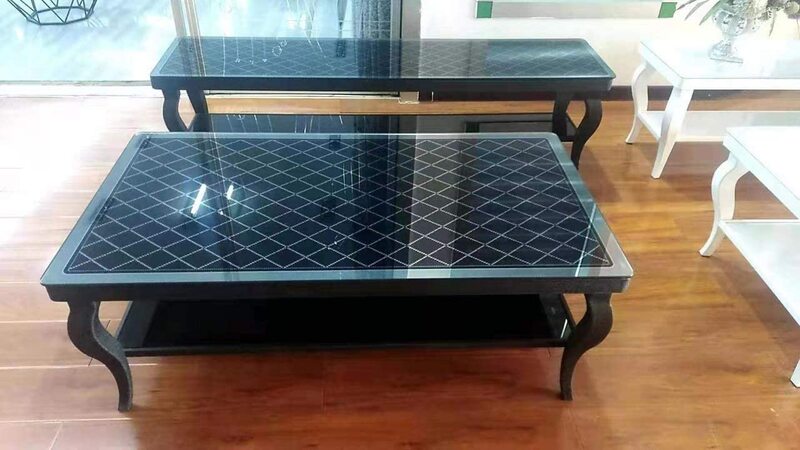 Modern Dining Table with Glass Top, Black