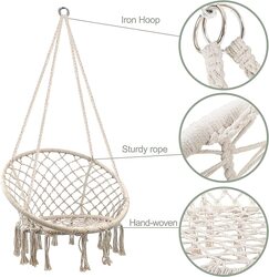 Yulan Cotton Rope Hanging Macrame Swing Chair, White