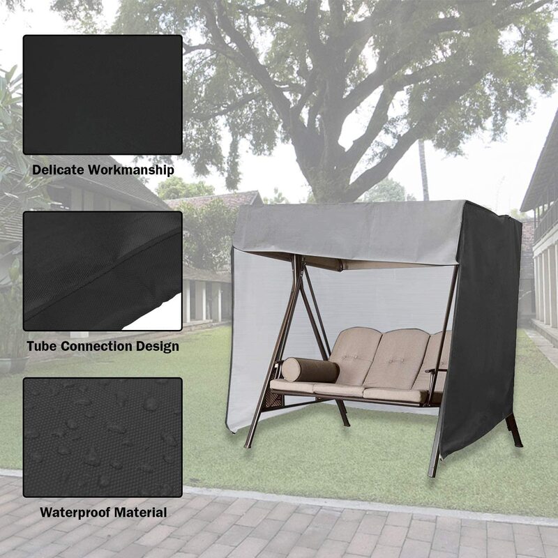Yulan Windproof Patio Swing 3-Seater Chair Cover, Black
