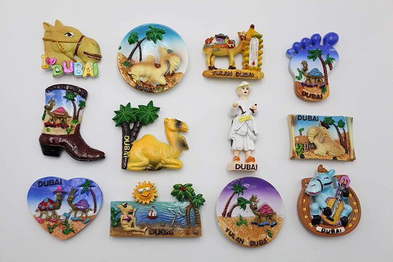 Yulan 12-Pieces Dubai Souvenir Refrigerator Magnet, Multicolour