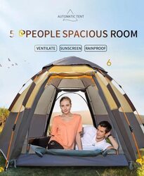 Yulan 6 Person Waterproof & Windproof Portable Pop Up Tents, Multicolour