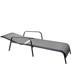 Yulan Outdoor Adjustable Reclining Patio Chaise Lounge, Grey/Black