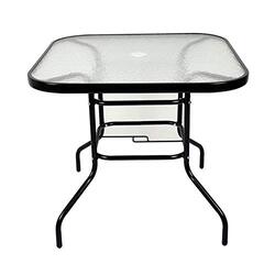 Yulan Outdoor Iron Glass Table, Black
