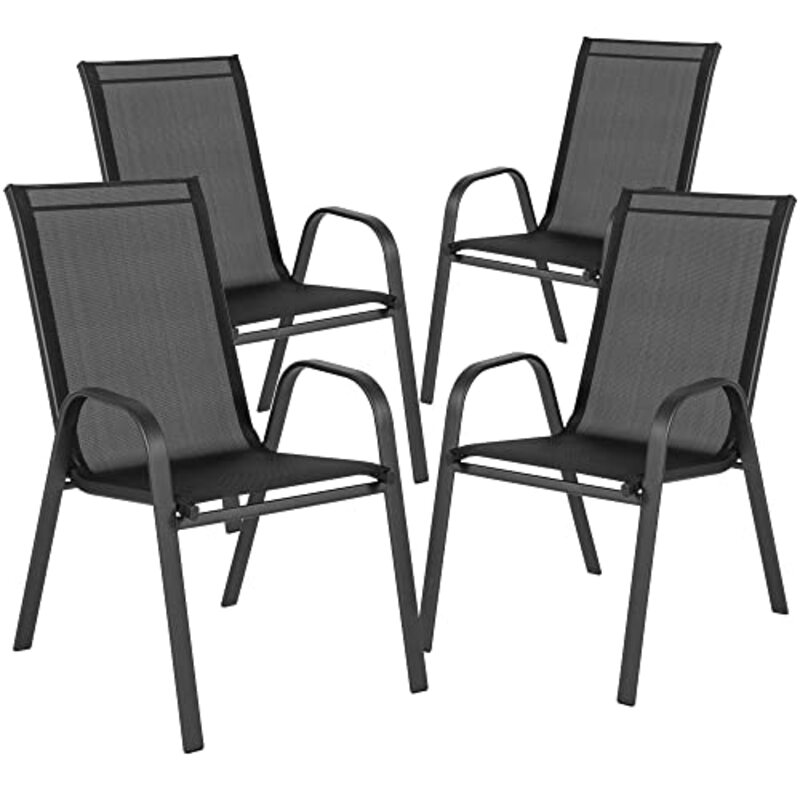Yulan Comfortable Elastic Material Outdoor Stacking Chair, Black