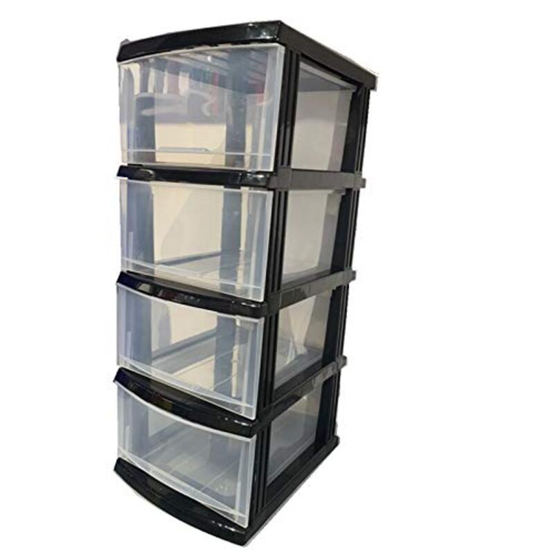 4-Layer Plastic Storage Cabinet, Black