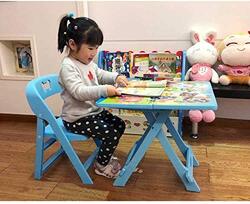Yulan Folding Kids Education Table with Alphabets, Blue