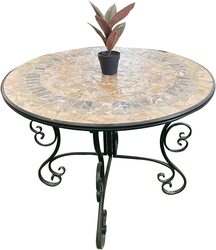 Yulan Round Side Coffee Table with Metal Frame, Black