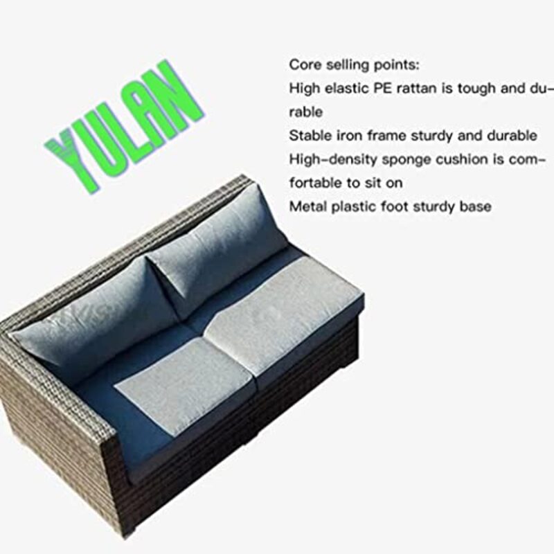 Ex Yulan 4 Pieces PE Rattan Rattan Outdoor Sofa Set, Dark Brown