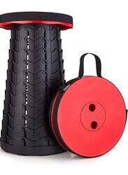 Folding Stool Lightweight Portable Collapsible Stool, Black/Red