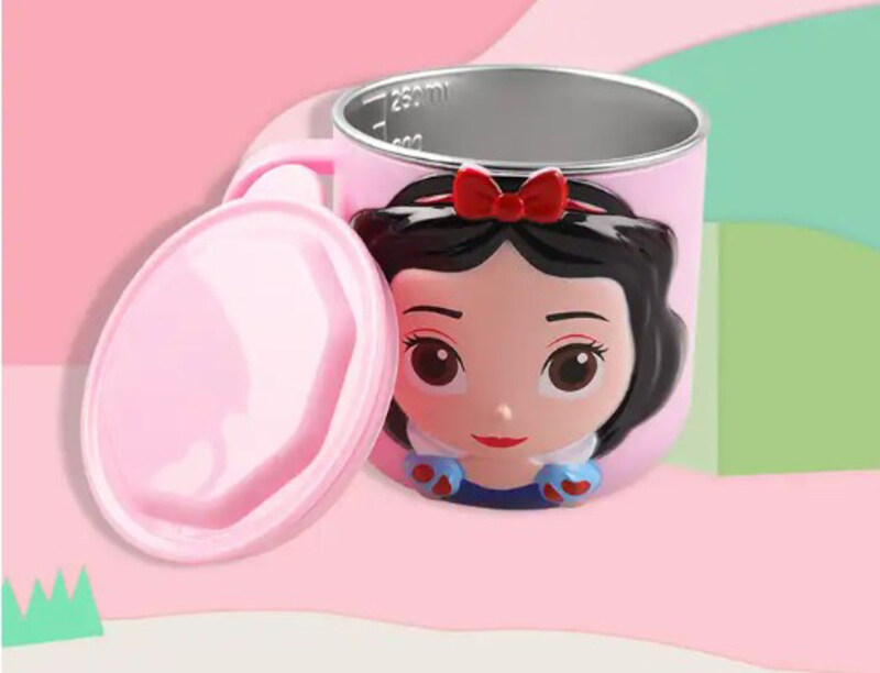 

Disney 3D Snow White Cartoon Stainless Steel Kids Drink Water Cup, Pink