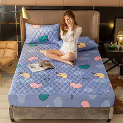 Quilted 100% Waterproof Extra Deep Fitted Bed Mattress Protector, 150 x 200 x 30cm, Light Blue