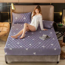100% Long Staple Cotton Satin Fitted Bed Sheet, 180 x 200 x 30cm, King, Purple