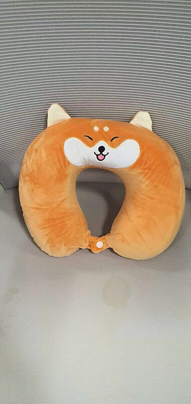 

Generic Soft Plush U-Shaped Cute Dog Print Kids Travel Neck Pillow, Orange