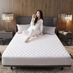 Hypoallergenic Waterproof Quilted Bed Fitted Sheet Mattress Protector, Queen/King Size/Twin, White