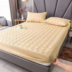 Hypoallergenic Waterproof Quilted Bed Fitted Sheet Mattress Protector, Queen/King Size/Twin, Beige