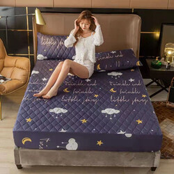 Premium 100% Waterproof Cover Breathable Mattress Protector, 150 x 200 x 30cm, Dark Blue