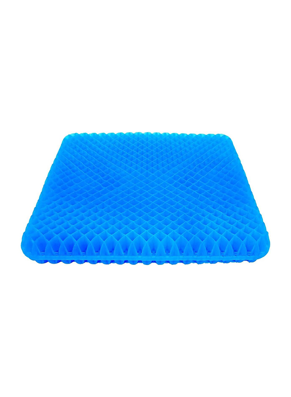 

Generic Double Thick Large Seat Cushion Honeycomb Design Seat Gel Cushion with Non-Slip Seat Cover, Blue