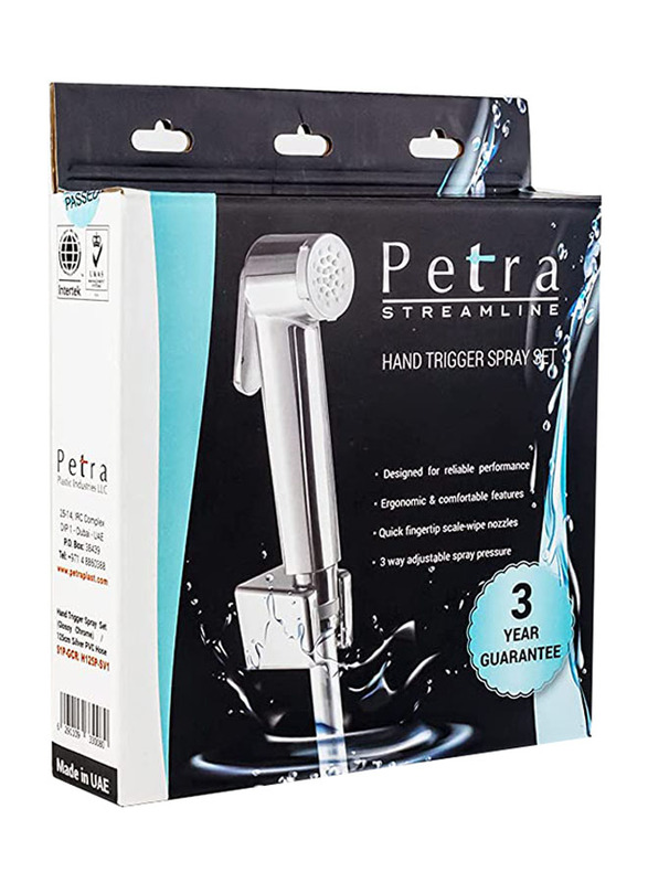 Petra Streamline Shattaf Set, 2 Pieces, Chrome With Silver hose