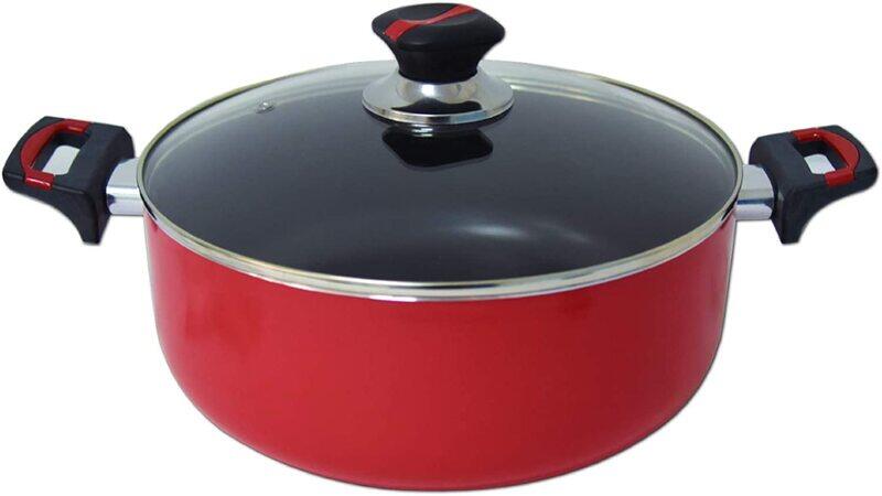 

Selecto 4-Piece Non-Stick Cooking Pot With Glass Lid, Red/Black
