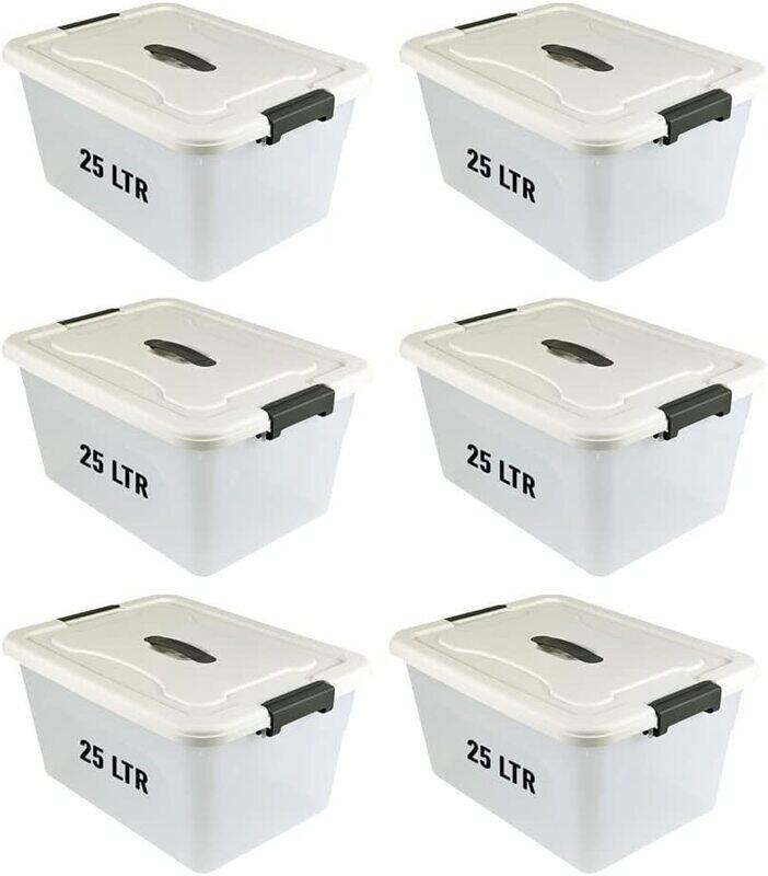 

Selecto 6-Piece Besto Plastic Storage Box with Lid, 25 Litres, White