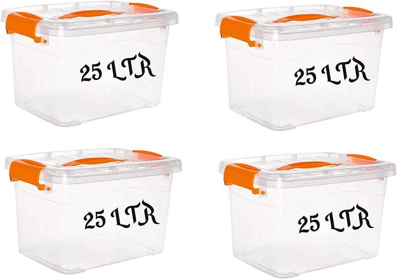 

Selecto 4-Piece BCT Plastic Storage Box with Lid, 25 Litres, Clear