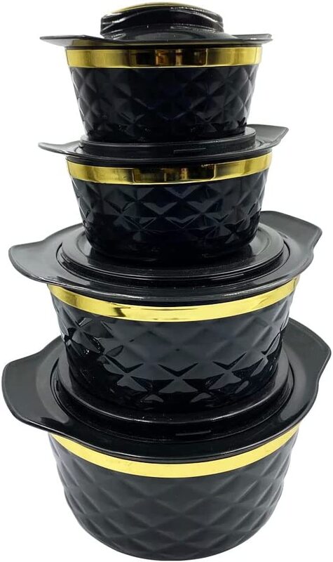 

Selecto 4-Piece Besto Marbello Casserole Hot Pot with Plastic Lid Set, Black