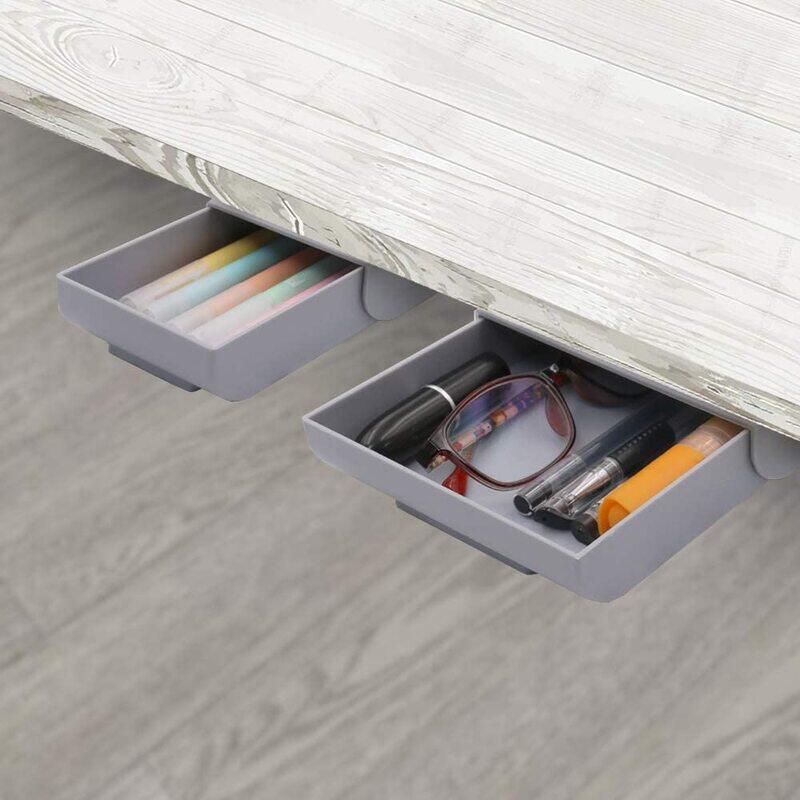 

Yoousoo Under Desk Drawer Organizer, 2 Piece, Grey