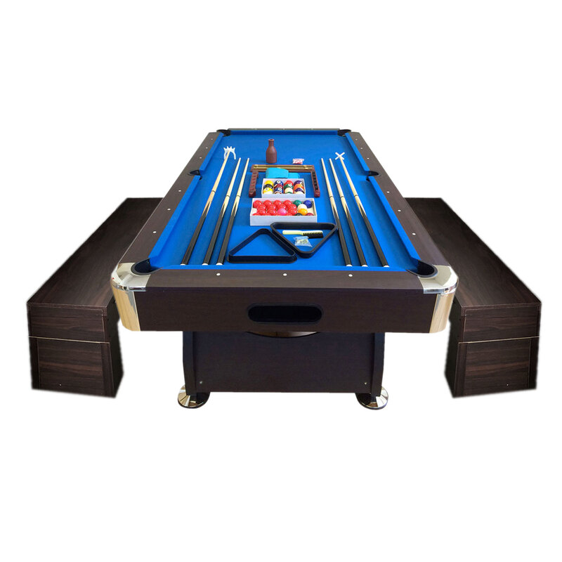 Simbashoppingmea - 8 FT Billiard Table with Container Benches Full optional,Vintage Blue