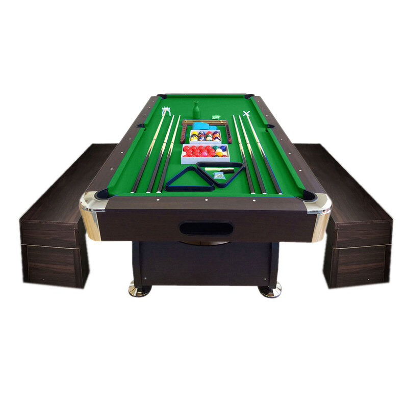 Simbashoppingmea - 8 FT Billiard Table with Container Benches Full optional, Vintage Green