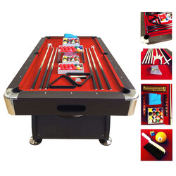 Simbashoppingmea - 7 FT Billiards Pool Table Full Optional red cloth, Red Devil