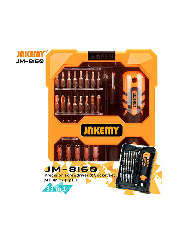Jakemy 33 in 1 Professional Multi-Functional Precision Screwdriver Set, Yellow/Black