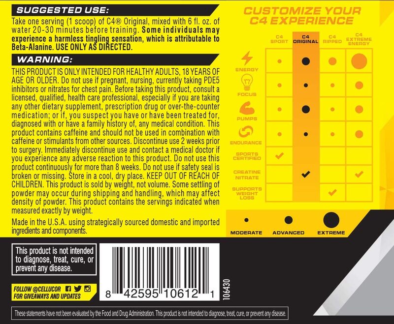 Cellucor C4 The Original Explosive Pre-Workout Powder, 60 Servings, Pink Lemonade