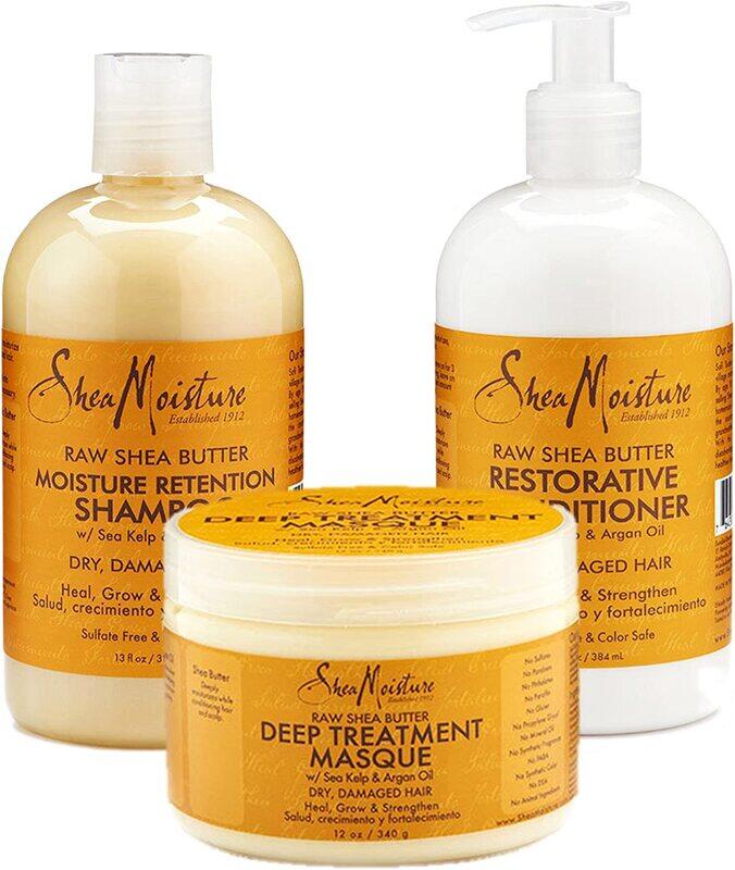 

Shea Moisture Raw Shea Butter moisture Retention Shampoo & Restorative Conditioner with Deep Treatment Masque, 3 Pieces