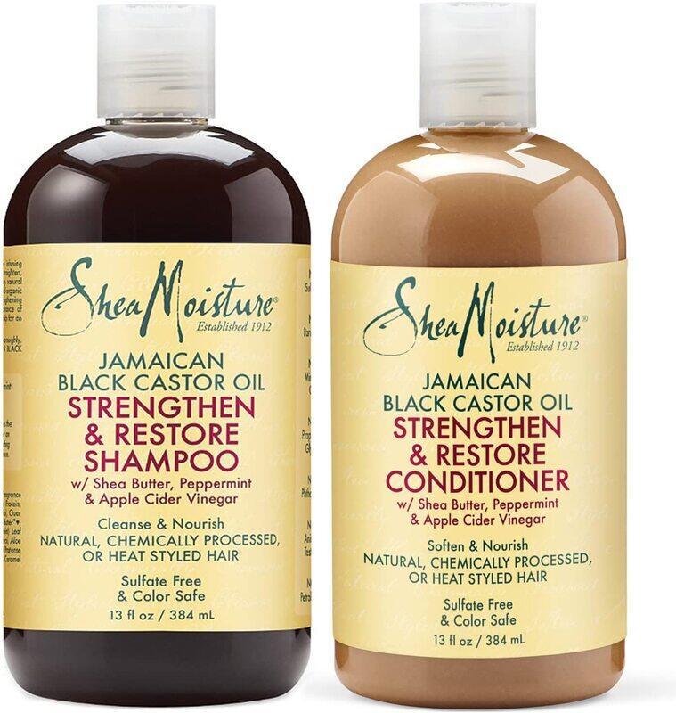 

Shea Moisture Jamaican Black Castor Oil Strengthen, Grow & Restore Shampoo with Conditioner, 2 x 384ml