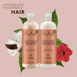 Shea Moisture Coconut & Hibiscus Curl & Shine Shampoo & Conditioner for Curly Hair, 2 x 16 oz