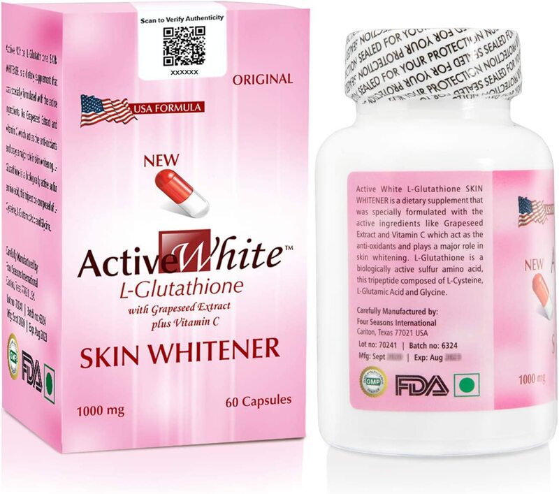 Active White Antioxidants Glutathione Capsules, 1000mg, 60 Capsules