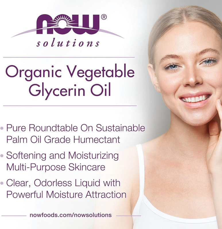 Now Solutions 100% Pure Softening and Moisturizing Multi-Purpose Skin Care Organic Vegetable Glycerine Oil, 8Oz