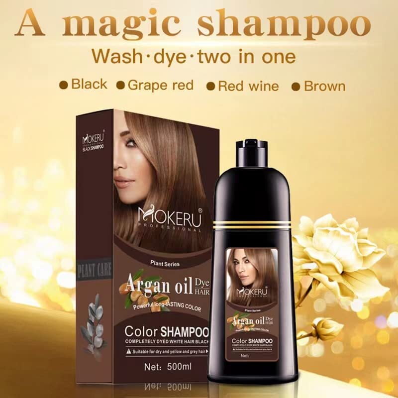 Hanoca Hair Colour Shampoo for Grey Hair, 500ml, Dark Brown