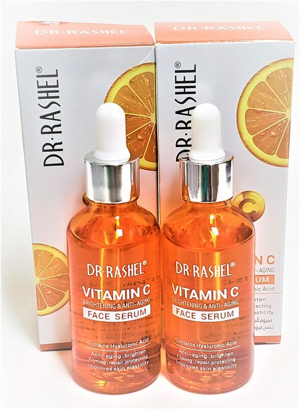 Dr Rashel Vitamin C Face Serum Hyaluronic Acid for Firming and Anti Aging, Pack of 2 x 50ml + 1 Pair of Collagen Crystal Eye Mask