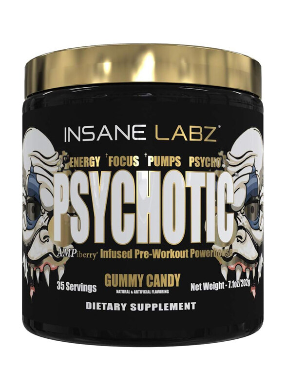 

Insane Labz Psychotic Gold Pre-Workout, 35 Servings, Gummy Candy