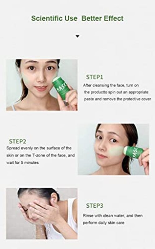 Mengsiqi Green Tea Purifying Clay Stick Mask, 3 Pieces