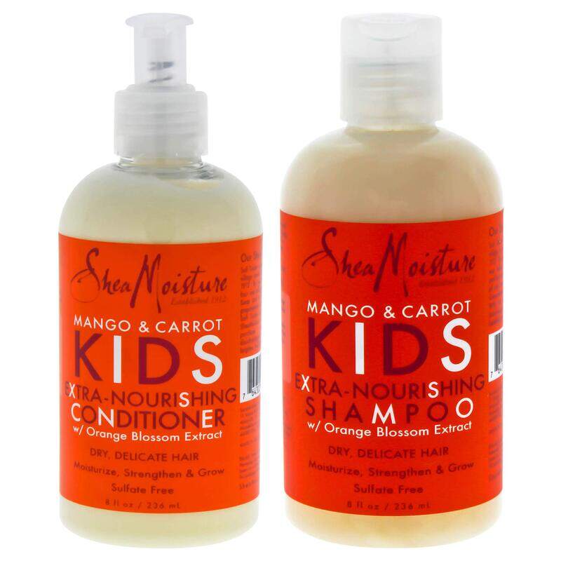 

Shea Moisture Mango and Carrot Kids Extra Nourishing Shampoo and Conditioner for All Hair Types, 2 Pieces