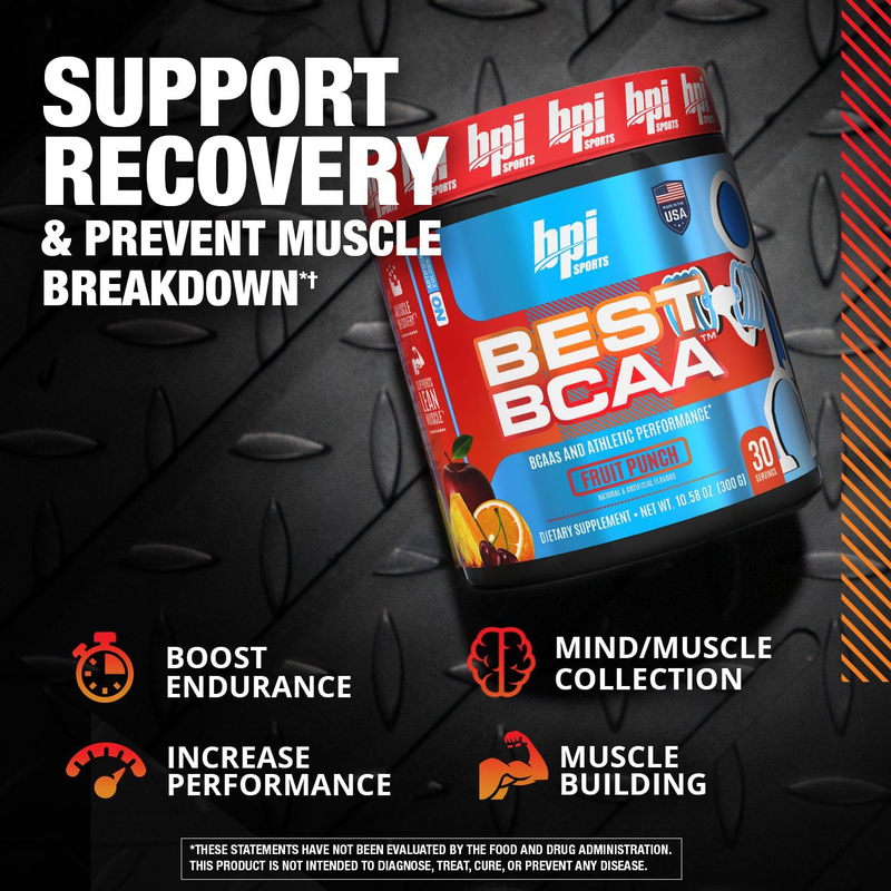 BPI Sports Best BCAA Peptide Linked Powder Dietary Supplement, 30 Servings, 300gm, Fruit Punch