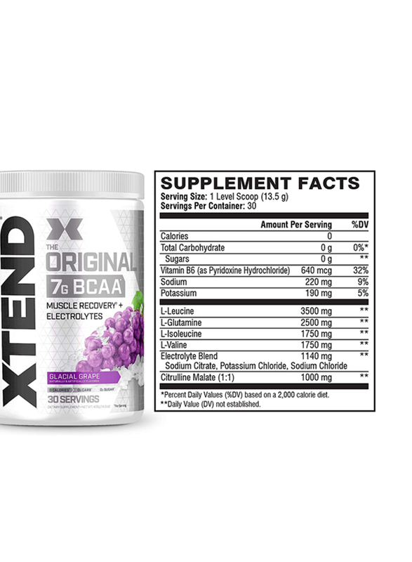 Scivation Xtend The Original 7g Bcaa Dietary Supplement, 30 Servings, Glasial Grape