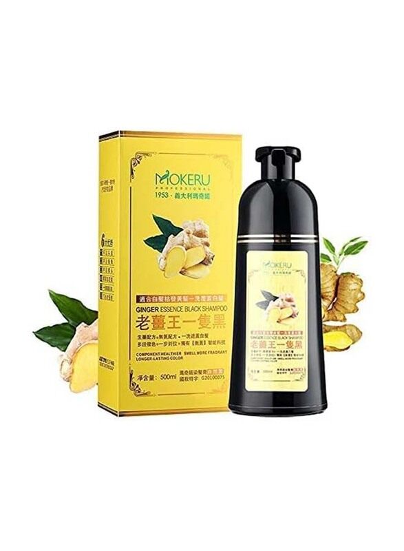 

Mokeru Professional Argan Coconut Oil Hair Dye Colour Shampoo, 500ml, Black